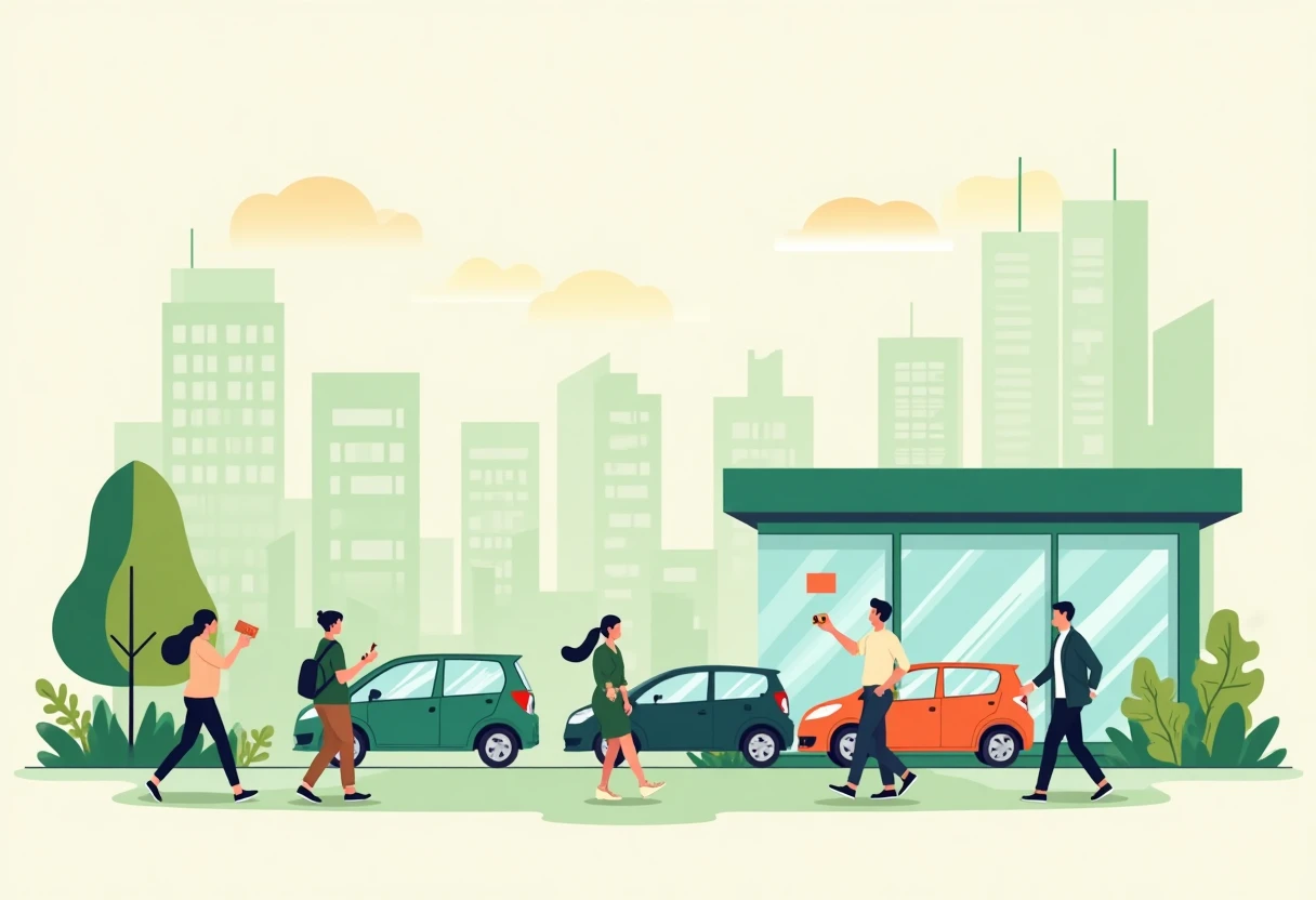 Car dealership with many vehicles