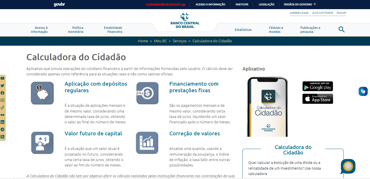 Simulador de investimentos - Calculadora do cidadão